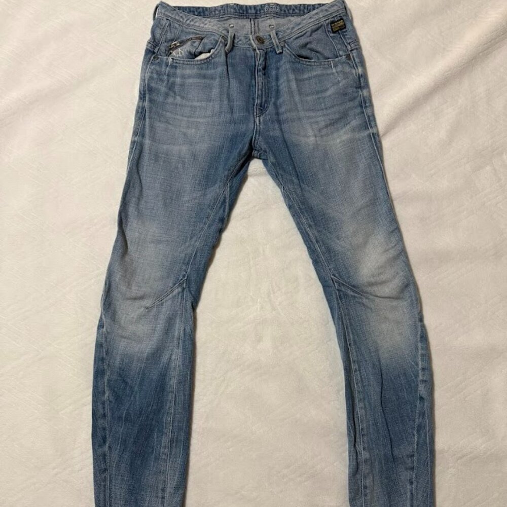 G Star Raw Denim Arc Jeans Tapered Leg Braces Y2K Blue Denim Retro Rock Cowboy